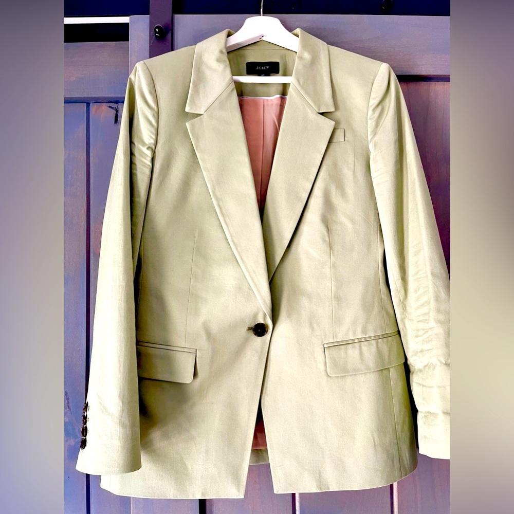 Green J Crew blazer.